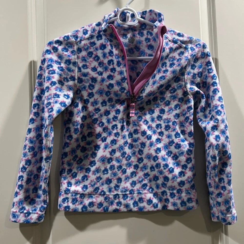 Obermeyer 1/4 ZipUp floral Fleece Pullover long sleeve jacket girls size L